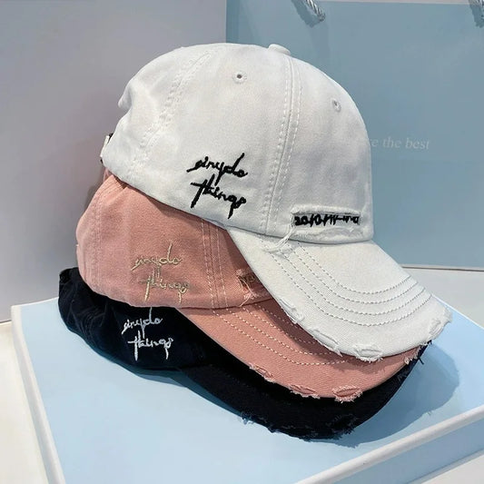 Vintage Washed Baseball Cap For Big Child's Ins Fashion Letter Embroidery Sun Hat for Spring Summer Streetwear Hats for Men