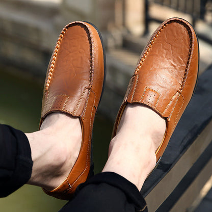 Genuine Leather Men Casual Shoes Brand Soft Italian Men Loafers Moccasins Breathable Slip on Black Driving Shoes Plus Size 37-47