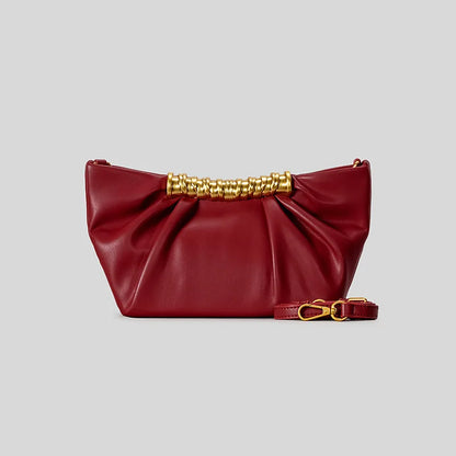 Elegant Ruched Hobos Clucth Bag Luxury Designer Metal Handle Women Handbags Soft Pu Leather Shoulder Crossbody Bags Party Purses