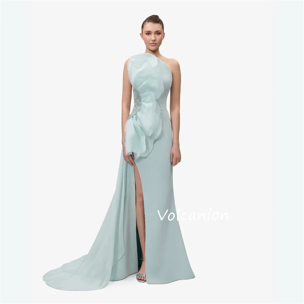 Customized Jersey Ruched Sequined One-shoulder A-line Long Dresses Bespoke Occasion Exquisite Fashion Formal Evening