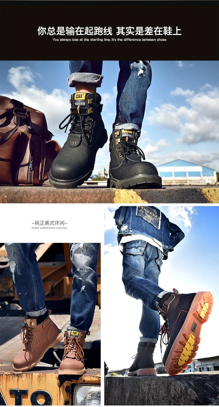 Genuine Leather Mens Women Winter Ankle Military Treking Snow Yellow Tactical Boots Outdoor for Men Work Shoes Sneakers