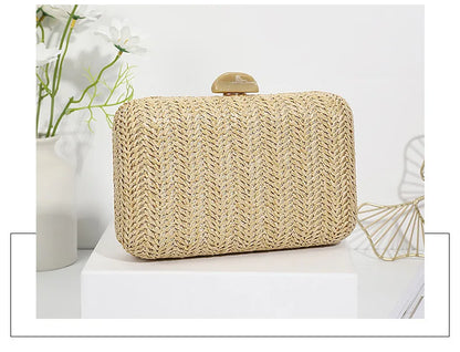 Weave Straw Evening Clutch Bags for Women Summer Party Fashion Shoulder Bags Luxury Purse Hadbags Wedding Bridal Clutches Sac