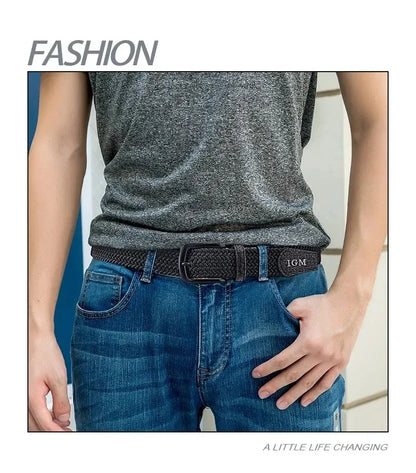 Men Belt Braided Elastic Belt for Men Stretchy Woven Canvas Fashion Belt for Versatile Jeans and Pants
