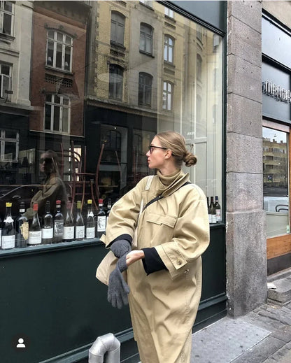 long blazer jacket women khaki Single Breasted Long Sleeve lapel collar warm Spring Autumn Lady Blazer