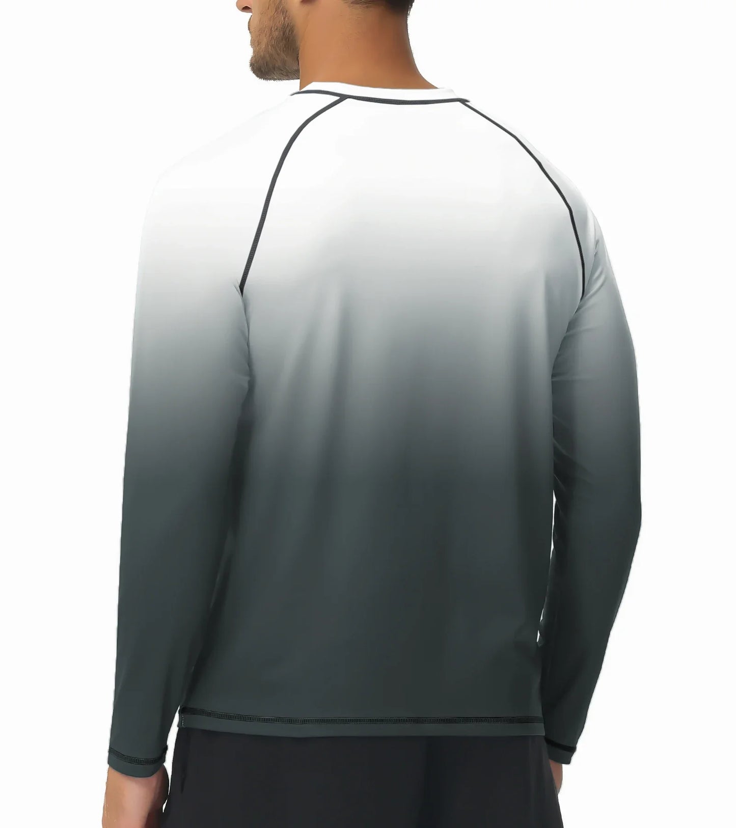 Summer Men's Long Sleeve T-Shirt UPF 50+ Rash Guard Gradient Shirt for Sport Fishing Hiking Workout Outdoor Pullover Shirt