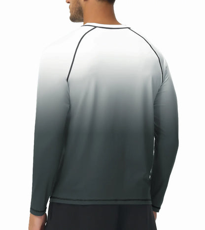 Summer Men's Long Sleeve T-Shirt UPF 50+ Rash Guard Gradient Shirt for Sport Fishing Hiking Workout Outdoor Pullover Shirt