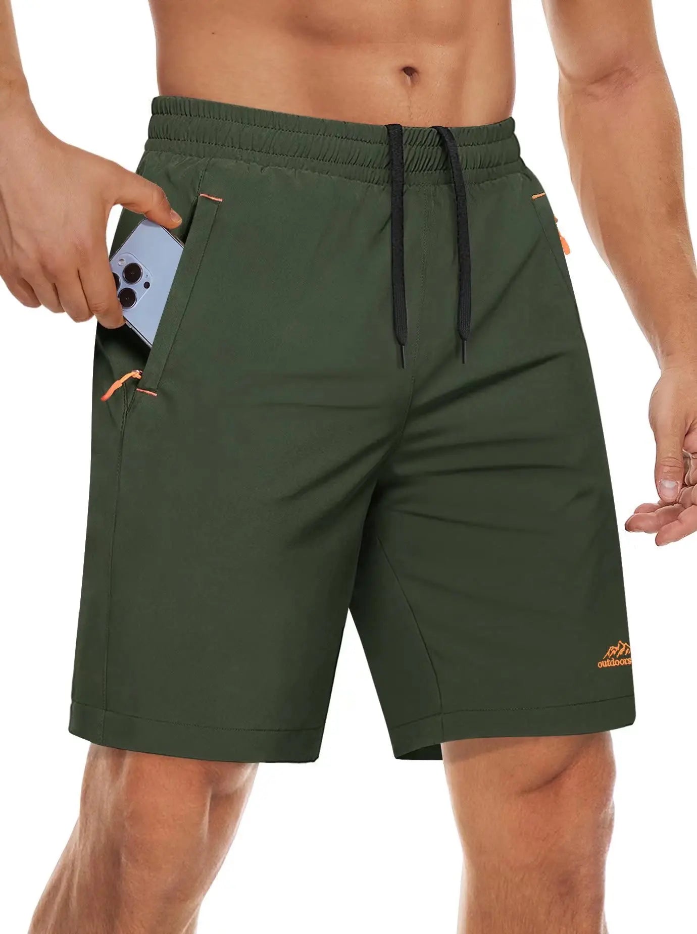 Quick Dry Athletic Running Shorts with Zipper Pockets Men's Summer Shorts for Gym Training Workout Hiking Casual Shorts