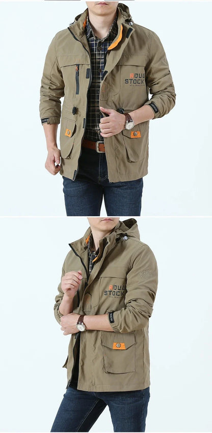 2024 Business Casual Jackets Man Sports Coat Spring Windproof Hooded Jackets Quick Drying Lightweight Outdoor Climbing Outwear
