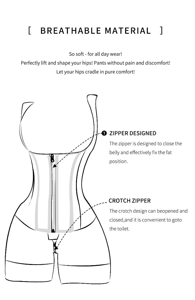 Fajas Shapewear Bodysuit Body Shaper Women 9-bone High Compression Girdles Double Tummy Control Full Body Open Crotch