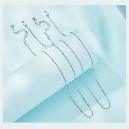 925 Sterling Silver Basic Chain Necklace Collection Box Chain Necklace Bead Chain Link for Women Simple Fine Jewelry