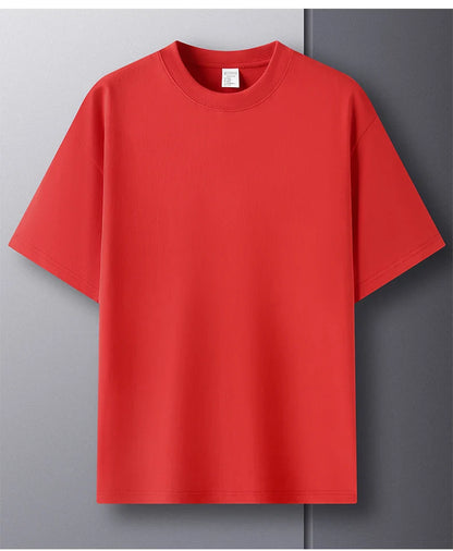 High quality 100% cotton short sleeve men's T-shirt summer round neck loose casual solid color plus size breathable top women