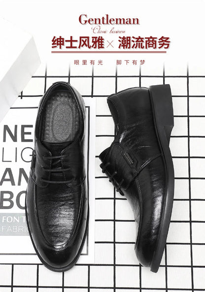 Brown Leather Dress Shoes British Style Lace Up Formal Business Footwear Groom Wedding Shoes Low Top Comfortable Office Shoes