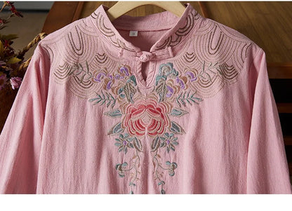 Embroidery Ethnic Style Fashion Clothes Vintage Cotton Linen Streetwear Harajuku Chinese Style Summer Dress for Women Clothing