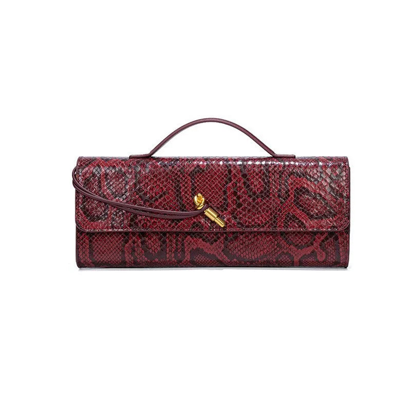 High-End Feeling Women's Trendy Crocodile Pattern Evening Bag Vintage Niche Single Shoulder Slant Cross Bag Motorcycle Equipment