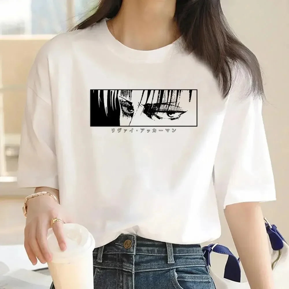 2024 New Anime Attack Titan Graphic Printing Harajuku T-Shirt Casual Fashion Short Sleeve Plus Size T-Shirt Ladies Short Sleeve