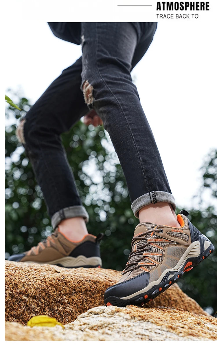 Brand Hiking Shoes Men Mesh Breathable Travel Shoe Outdoor Waterproof Hunting Fishing Shoes Mountain Off-Road Riding Sports Shoe