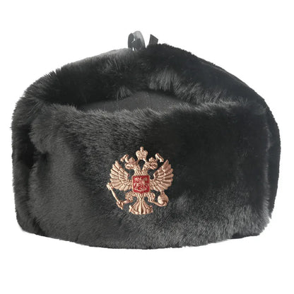 Soviet Badge Ushanka Men Winter Bomber Hats CCCP Pilot Faux Rabbit Fur Earflap Army Trapper Trooper Hat Russia Snow Cap