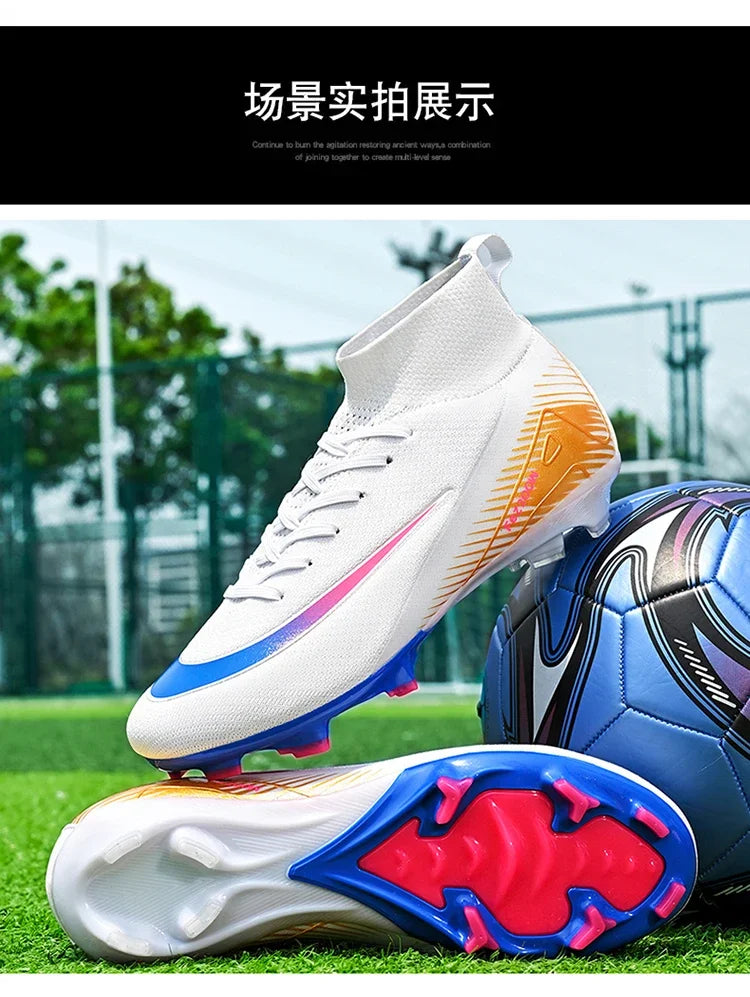 New Men Football Boots Match Outdoor Long Spikes Soccer Shoes Cleats Comfortable Training Sport Adult Breathable Boys Non Slip