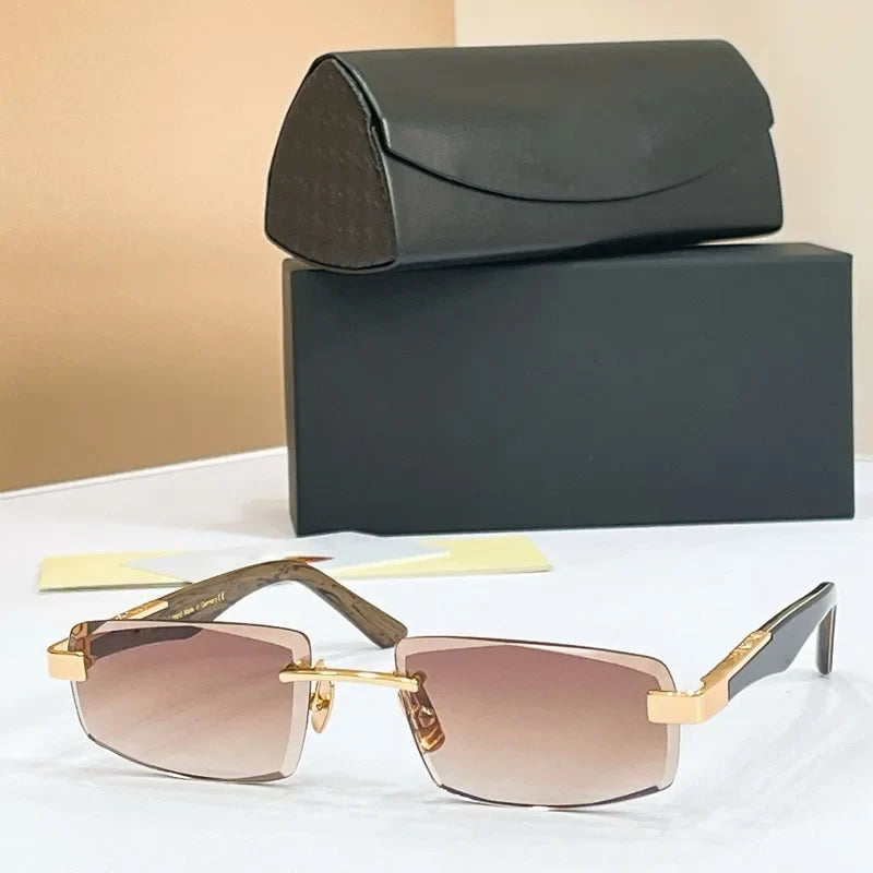 High Quality THE ARTIST II Rectangle Rimless Sunglasses Gradient Germany Design UV400 for Men Women Classcical Vintage Glasses
