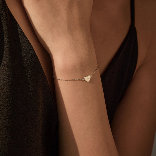 Bracelet en Moissanite couleur D, argent sterling 925, chaîne de maillons simple en forme de cœur, pour femmes, bijoux fins avec boîte