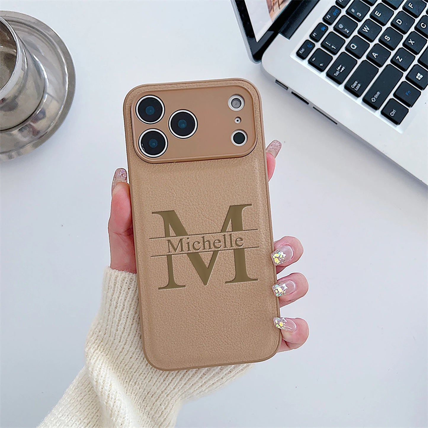 Custom Capital Letters Name Artificial Leather Multicolored Phone Case Gift For iPhone 17 16 15 14 13 12 11 Pro Max 17 Air Plus