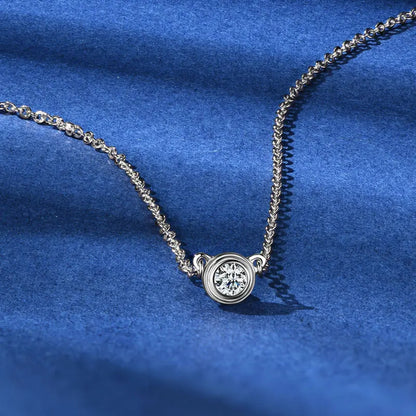 3MM 0.1CT Moissanite Necklace Original 925 Sterling Silver Pendant Necklaces  For Women Delicate Neck Jewellry Gift