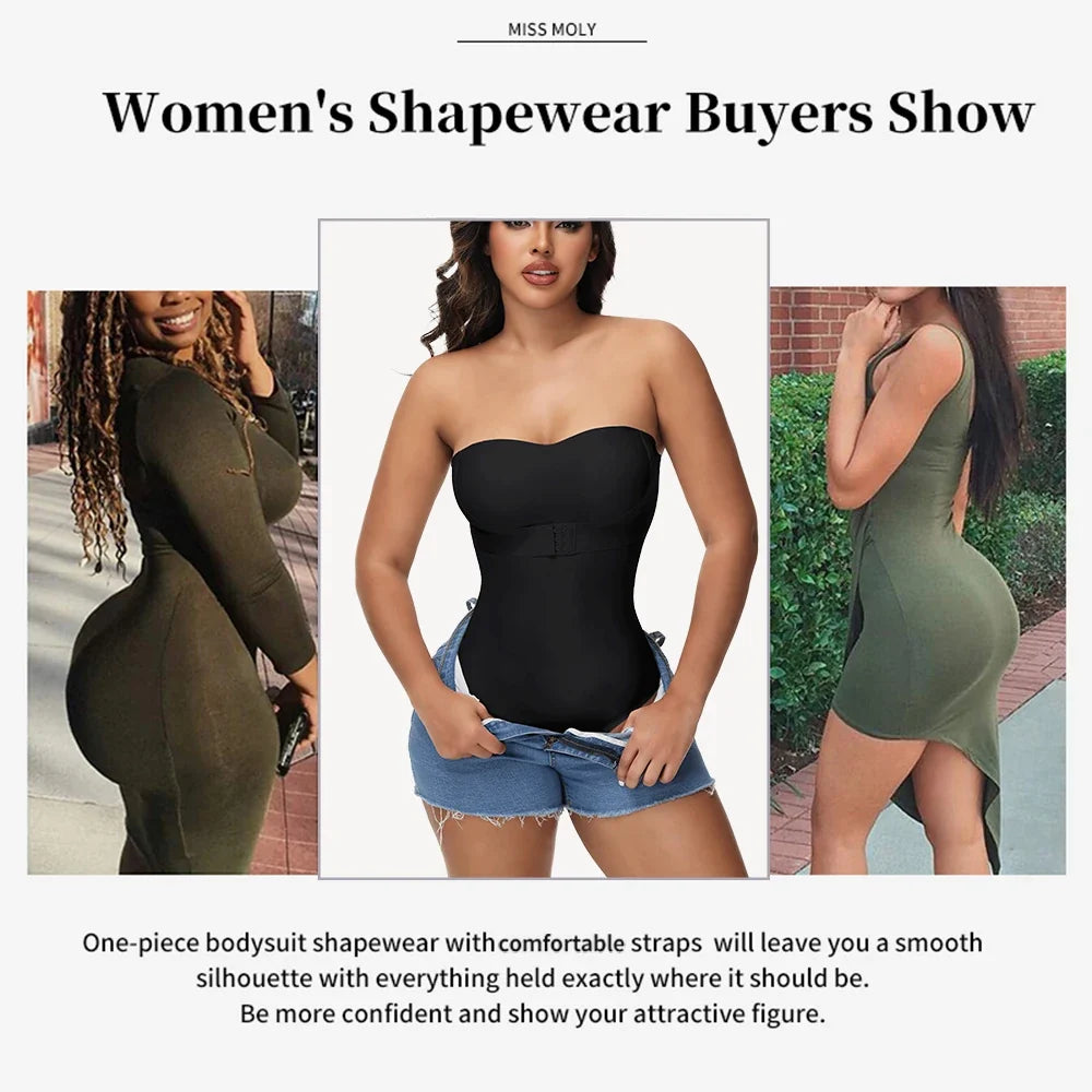 Strapless Thong Bodysuits 4XL Women Belly Control Full Body Shaper Push Up Breast Underwear Plus Size Women's Clothing