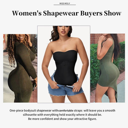 Strapless Thong Bodysuits 4XL Women Belly Control Full Body Shaper Push Up Breast Underwear Plus Size Women's Clothing