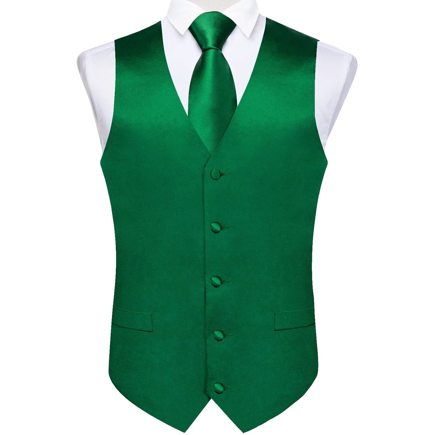Wedding Party Green Men's Vest Shirt Accessories Fashion chaleco hombre for Man Four Seasons Wear Wholesale Necktie Handkerchief