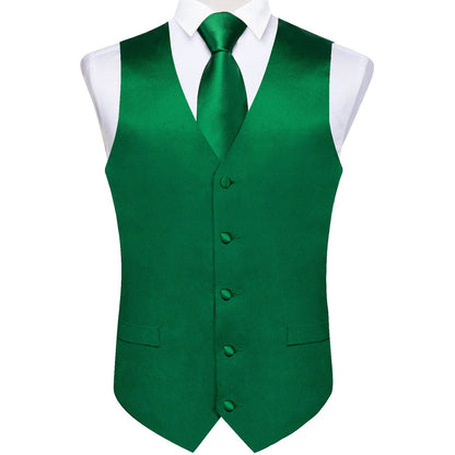 Wedding Party Green Men's Vest Shirt Accessories Fashion chaleco hombre for Man Four Seasons Wear Wholesale Necktie Handkerchief