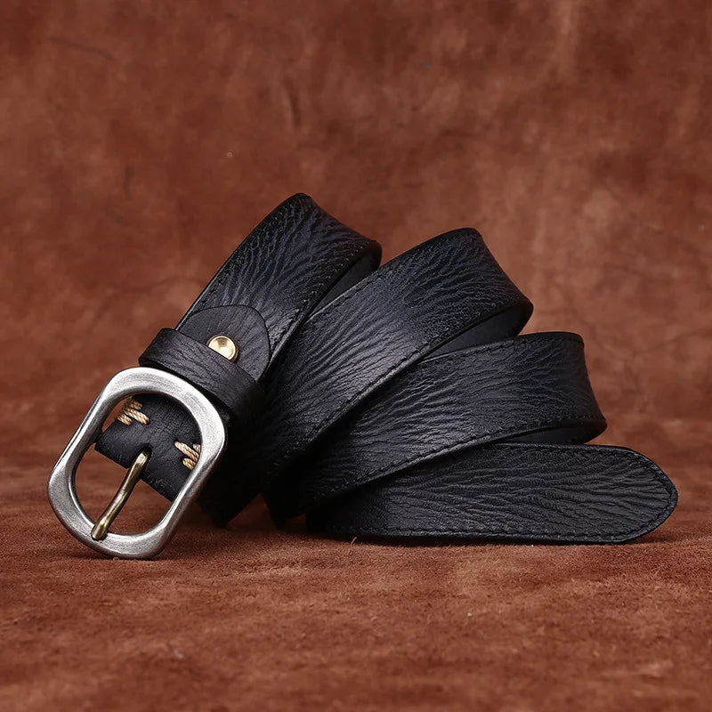 3.0CM Ladies Pure Cowhide High Quality Genuine Leather Belts for Women Needle Buckle Jeans Cowboy Waist Belt Luxury Designer