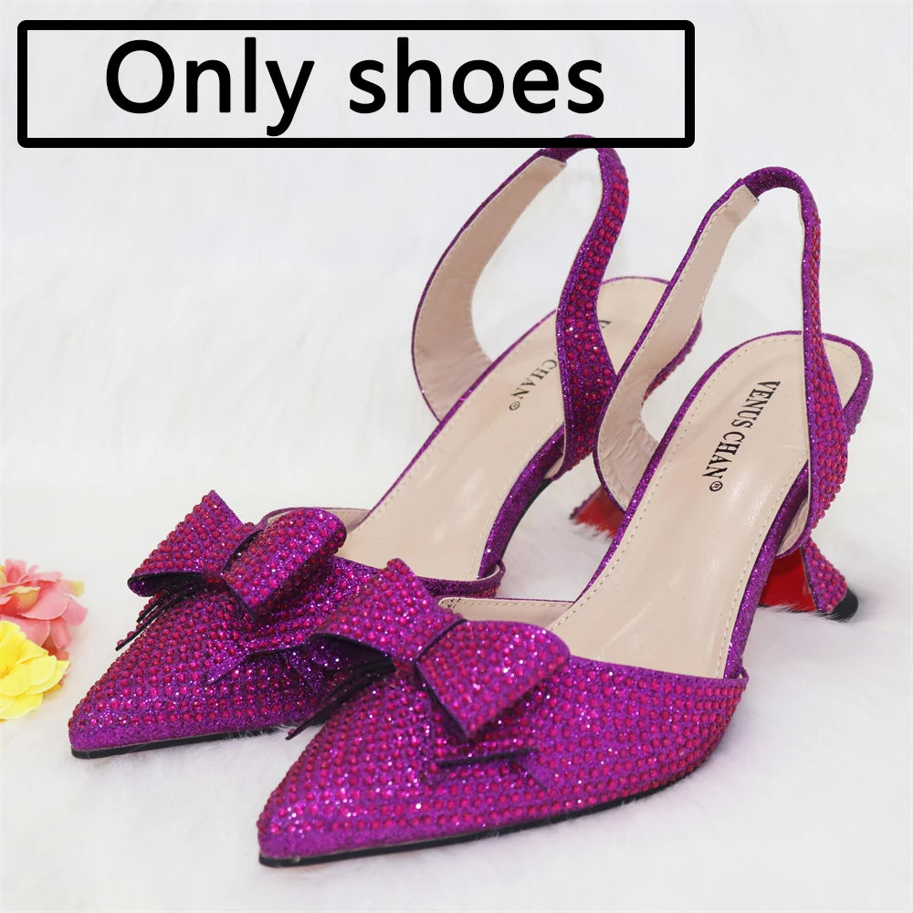 New Silver Simple And Comfortable Streamlined Pointed Shoes Fashionable And Versatile Party Ladies Shoes And Bag Set