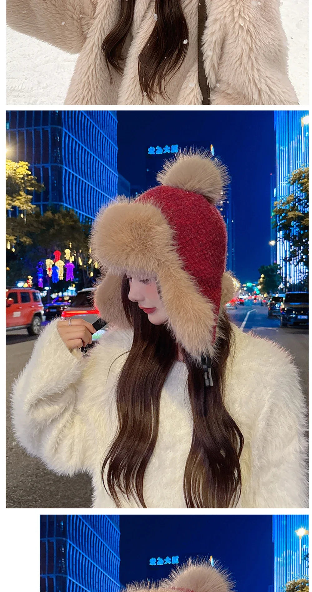 Russian Hat Ushanka Thick Warm Fluffy Fur Hat Women Snow Ski Earflap Cap Female Knitted Hat Skullies Beanies Bomber Hats