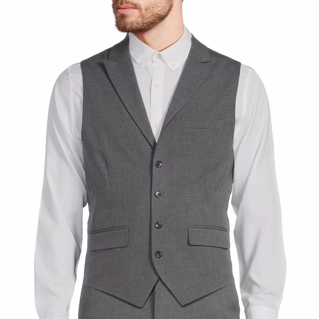 Men Vest White Single Button With Lapel Solid Waistcoat For Wedding Banquet Party Office Business Work Daily Men Suit Vest