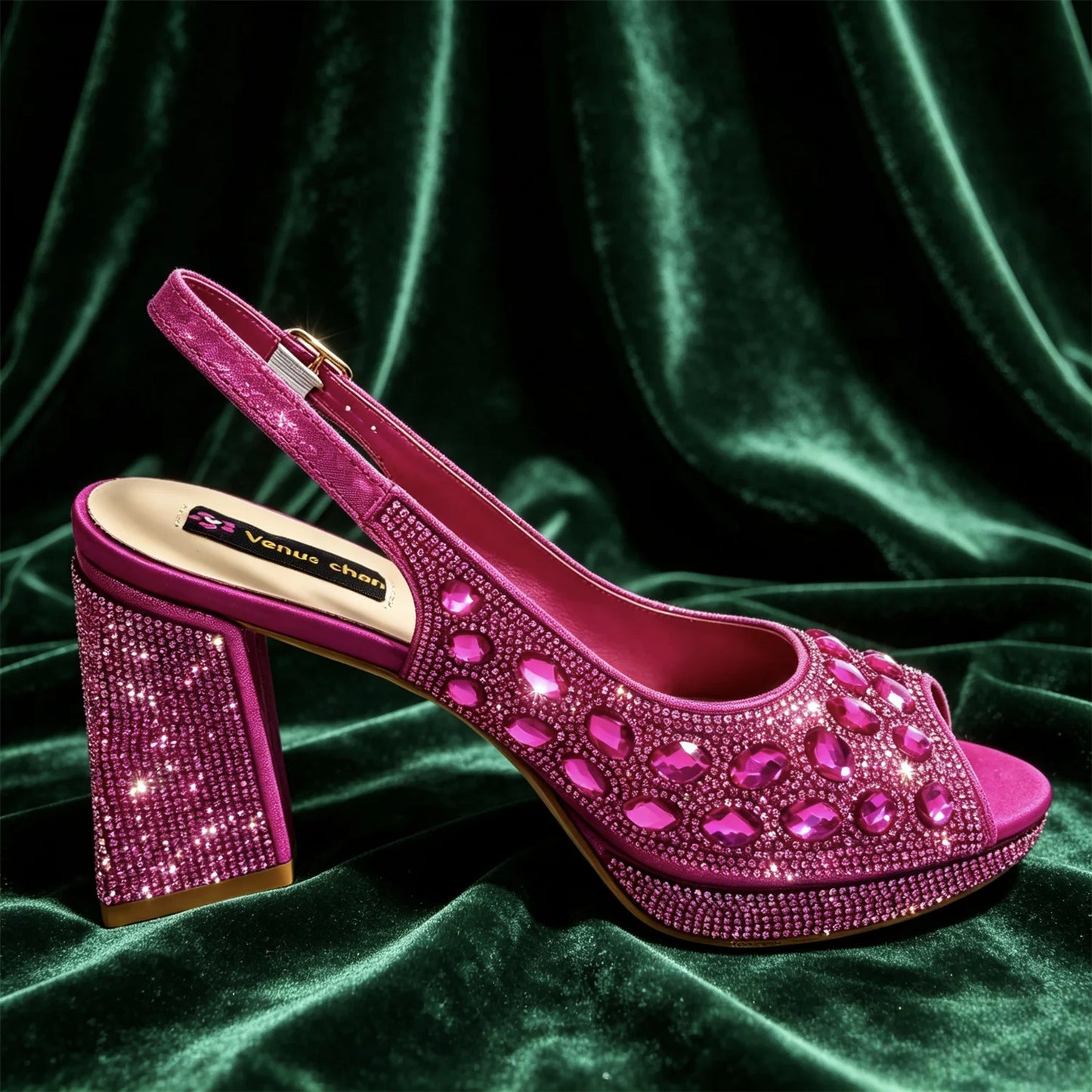 Elegant 2026 Champagne Peep Toe Heels with Diamond Accents - Luxurious Italian Design Pumps & Matching Bag Set for Parties
