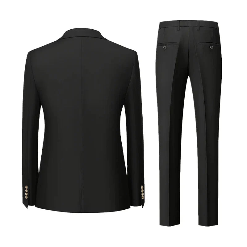 Two-piece Set Suit Men's Vintage Banquet Suit Chinese Style Suit Double Breasted Blazer Metal Buttons Dress Pants Wedding Galas