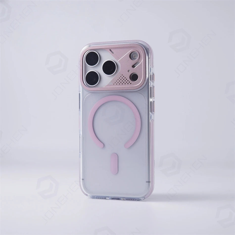 Luxury Transparent For Magsafe Magnetic Case For iPhone 17 Pro Max 17pro Technology Style Metal Lens Protection Clear Hard Cover