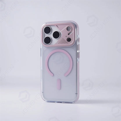 Luxury Transparent For Magsafe Magnetic Case For iPhone 17 Pro Max 17pro Technology Style Metal Lens Protection Clear Hard Cover