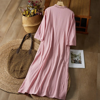 Embroidery Ethnic Style Fashion Clothes Vintage Cotton Linen Streetwear Harajuku Chinese Style Summer Dress for Women Clothing