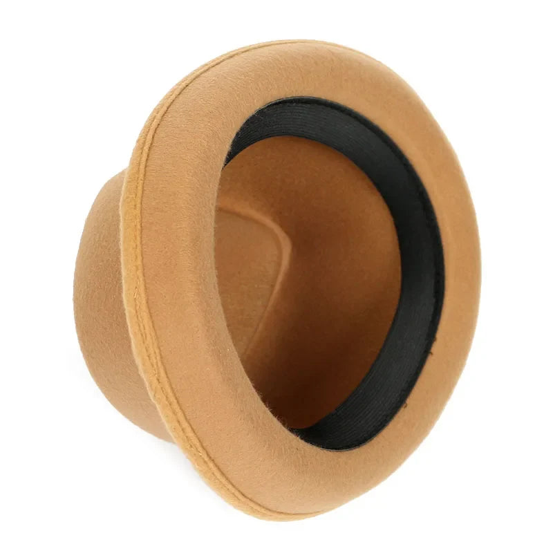Classic Fedoras Men's Hat Fashion Autumn 2026 Solid Winter Short Sleeve Fedora Jazz Top Hats Women Black Gentleman Felt Cap