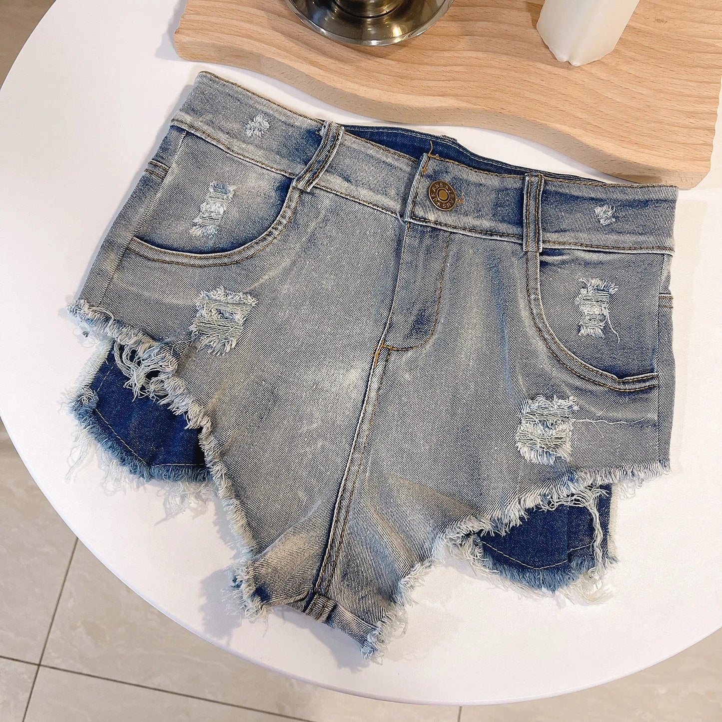 Women's Summer Sexy High Waist Denim Shorts 2025 Female Fashion Hollow Out Hole Hot Pants Short Jeans