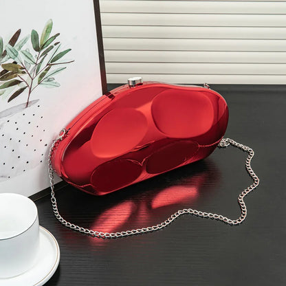 Lemon Color Women Acrylic Shell Clutch Bag Designer Chain Shoulder Rock Handbag Cute Prom Evening Gold Purse for Wedding Party