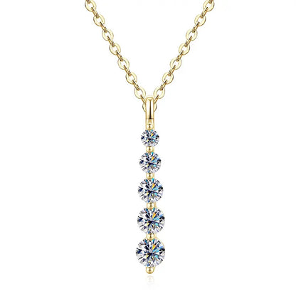 GRA Certified D VVS1 Full Moissanite Diamond 5-Stone Pendant Necklace for Women Girls Chain Neck Jewelry Gifts Collares