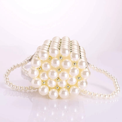Women's Luxury Pearl Handbag Elegant Handmade Pearl Bucket Bag Detachable pearl chain shoulder Bag Dinner Party Evening Gown Bag