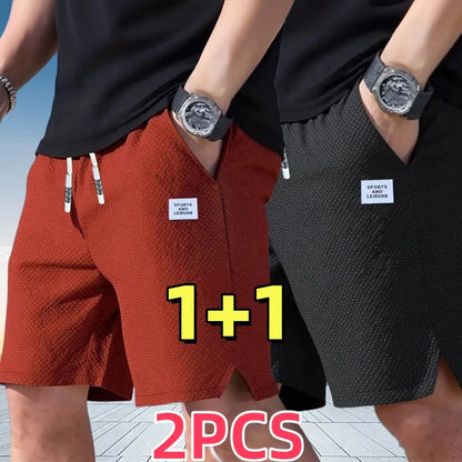 2-Pack, Men's Shorts, Men's Casual Pants, Men's Beach Shorts, Men's Sports Shorts, New Fashionable Textured Fabric, Breathable Pants, Suitable for Daily Casual Wear and Sports