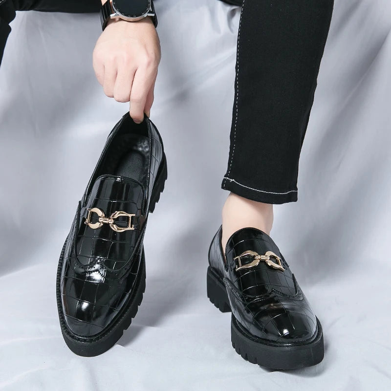 Trendy Brand Green Brogue Shoes Men's Leather Business Shoes Groom's Wedding Men's Loafers British Style Dress Shoes Men