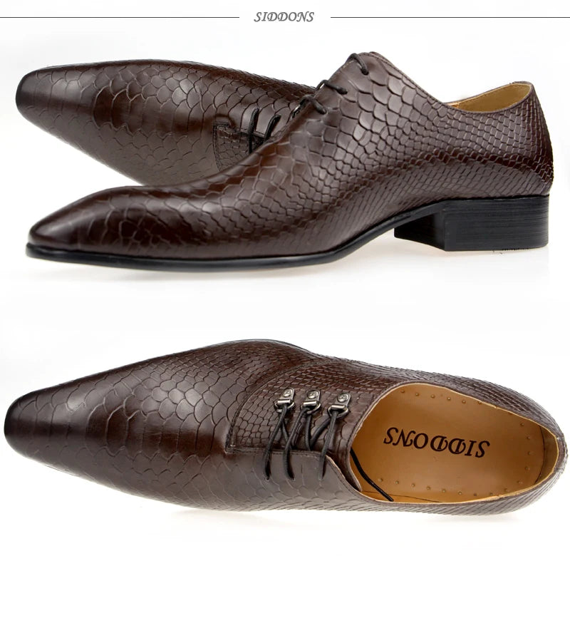 Men's Casual Dress Shoes Classic Oxfords Formal Modern Business Shoes Social Male Wedding Dress Sapato Loafer Serpentine Print
