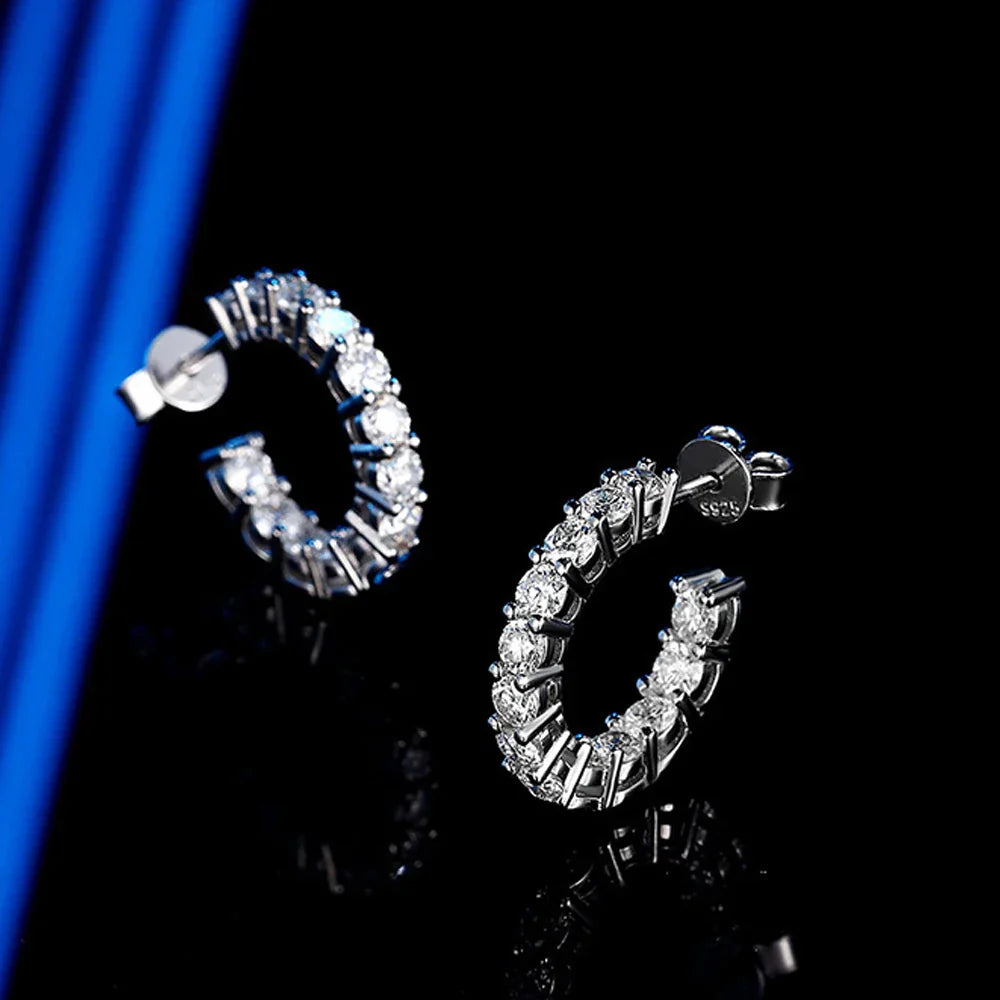 D VVS1 Moissanite Earring 925 Sterling Silver Plated 18k White Gold Fine Jewelry with GRA Wedding Earrings for Women