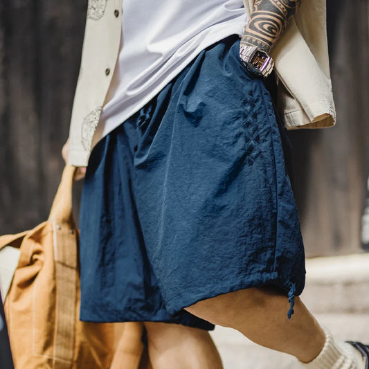 Casual Navajo Embroidered Shorts Loose Fit Beach Thin Pants with Elastic Waist Pockets Cargo Short for Men's Summer Bottom