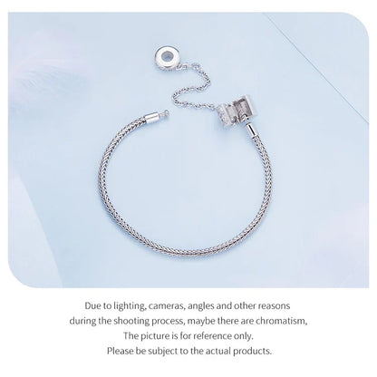 Authentic 925 Sterling Silver Basic Charm Bracelet with Safty Chain Women Beads and Pendant DIY Bracelet BSB103